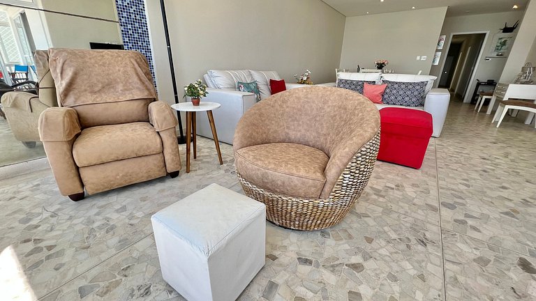 Apê de Luxo Vista Mar c/5 Quartos - Wi-Fi e 1 Vaga